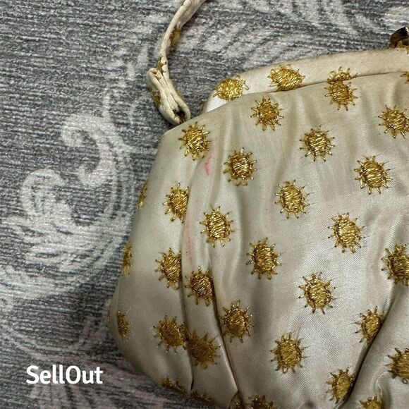 Vintage Garay Cream Floral Embroidered Evening Clutch Handbag for Women OS - Picture 8 of 9